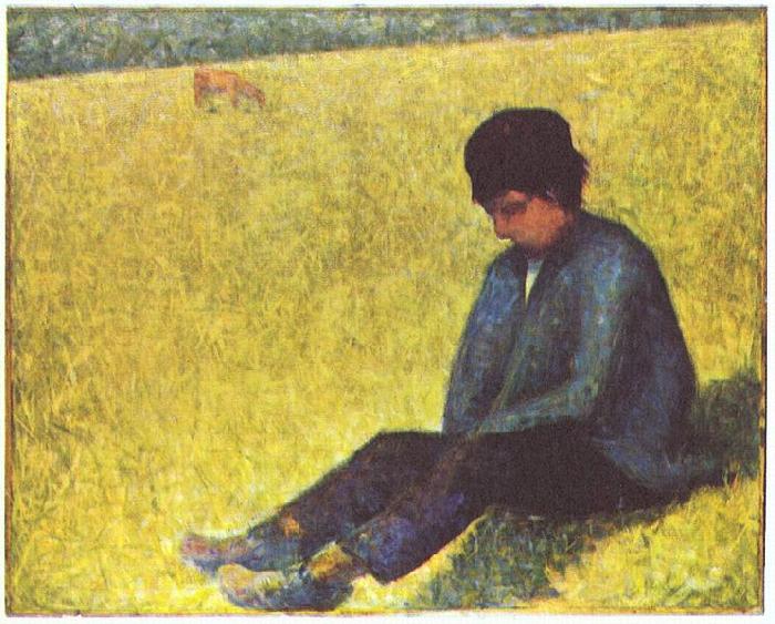 Georges Seurat Auf einer Wiese sitzender Knabe France oil painting art